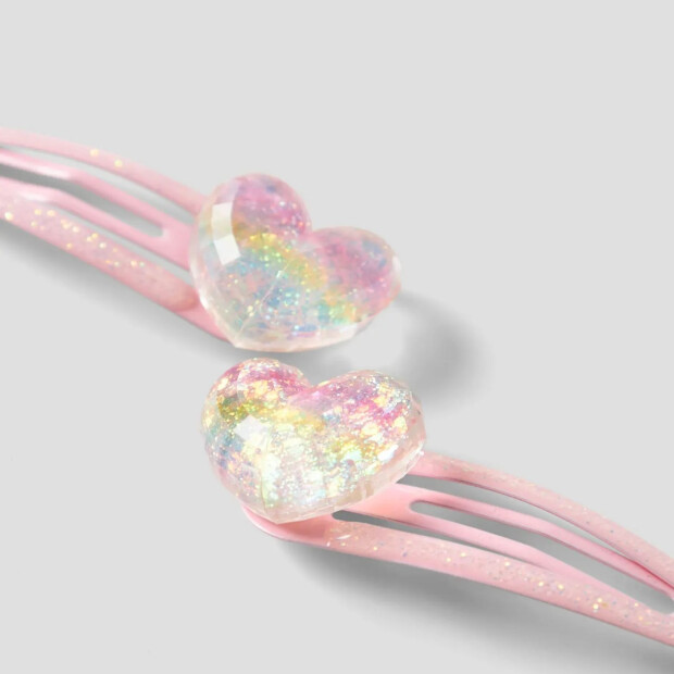 name it 2er-Pack Haarclip Herz Glitzer - Cradle Pink