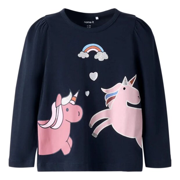 nameit langarm Bio-Baumwoll Oberteil Einhorn - Navy Blazer