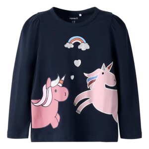 nameit langarm Bio-Baumwoll Oberteil Einhorn - Navy Blazer