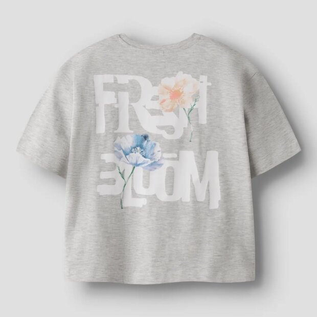 name it Bio Baumwolle T-Shirt - Bloom light grey melange