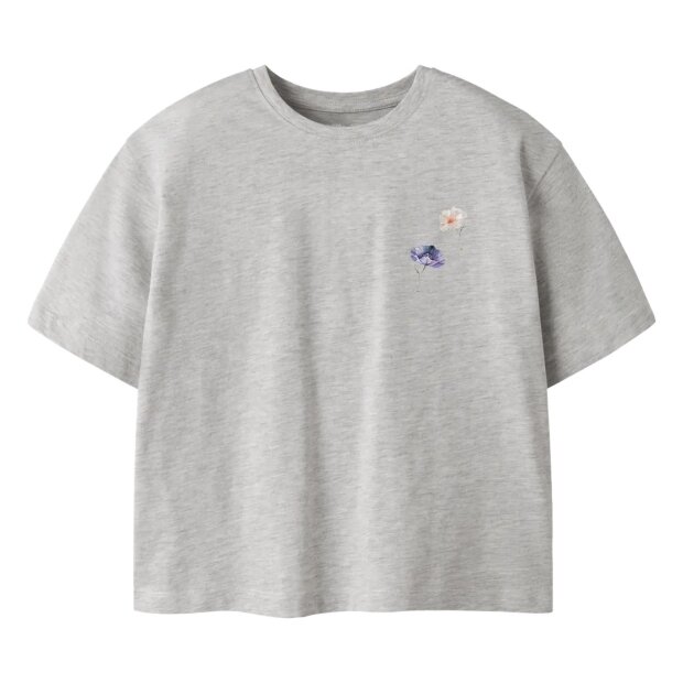 name it Bio Baumwolle T-Shirt - Bloom light grey melange