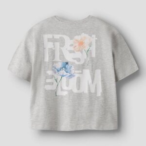 name it Bio Baumwolle T-Shirt - Bloom light grey melange