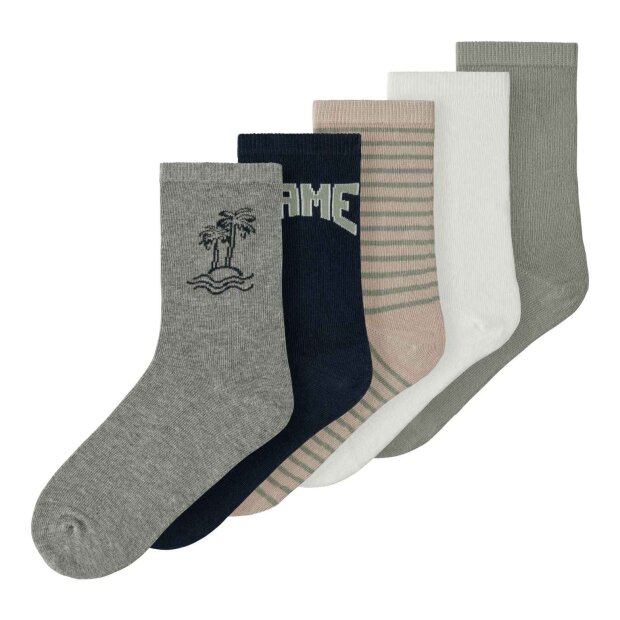name it 5er Set Socken - grey melange