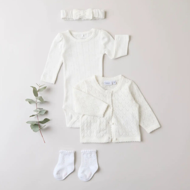 name it Bio Baumwoll Strickjacke - cloud dancer