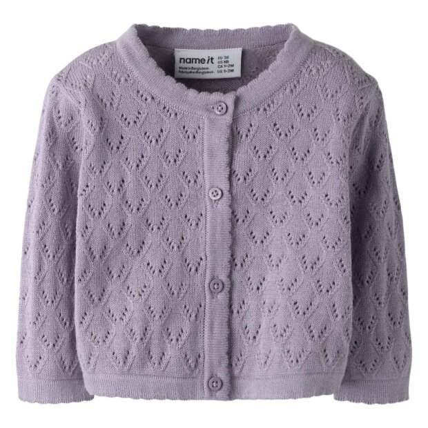 name it Bio Baumwoll Strickjacke - Lavender Gray