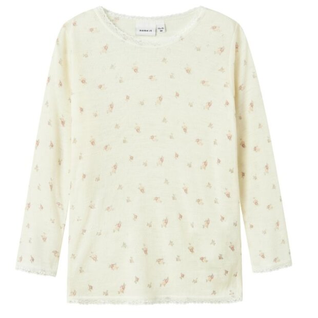 name it Shirt Wolle Blumen natur