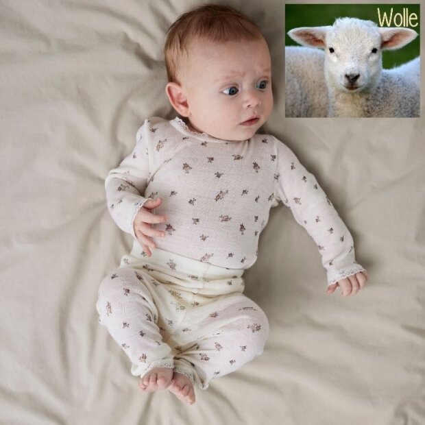 name it Baby Hose Wolle Blumen natur