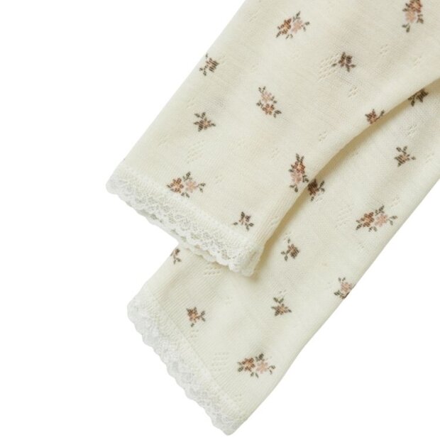 name it Baby Hose Wolle Blumen natur