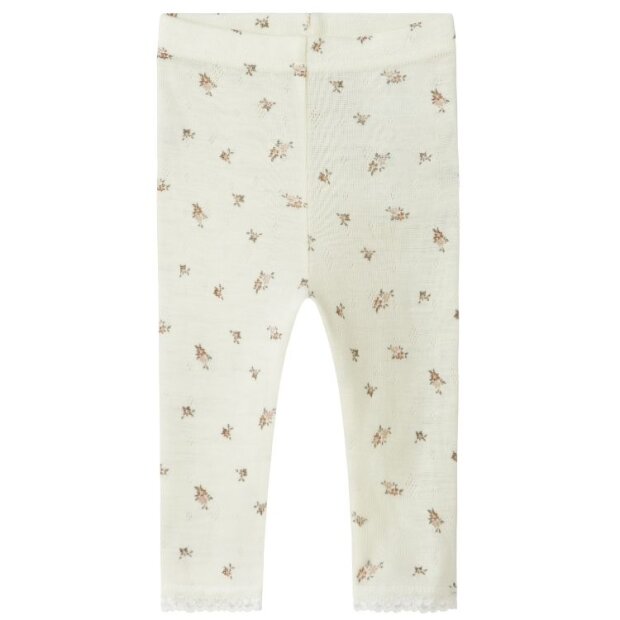 name it Baby Hose Wolle Blumen natur