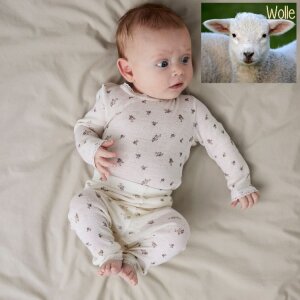 name it Baby Hose Wolle Blumen natur