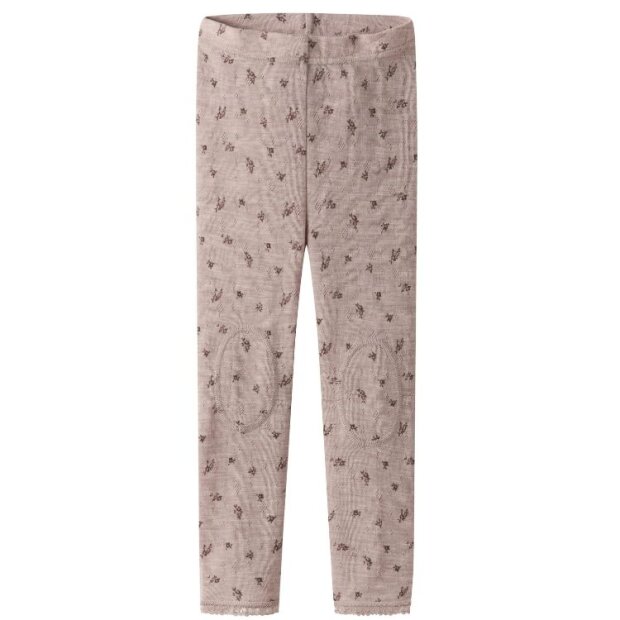 name it Legging Blümchen Wolle natur