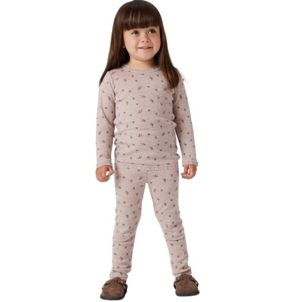 name it Legging Blümchen Wolle natur