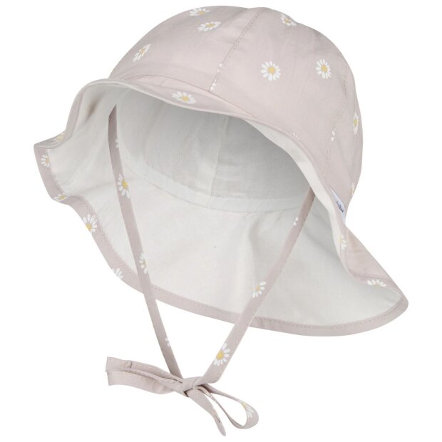 Sterntaler Gänseblümchen-Sonnenhut mit Bio-Futter und Nackenschutz - steingrau