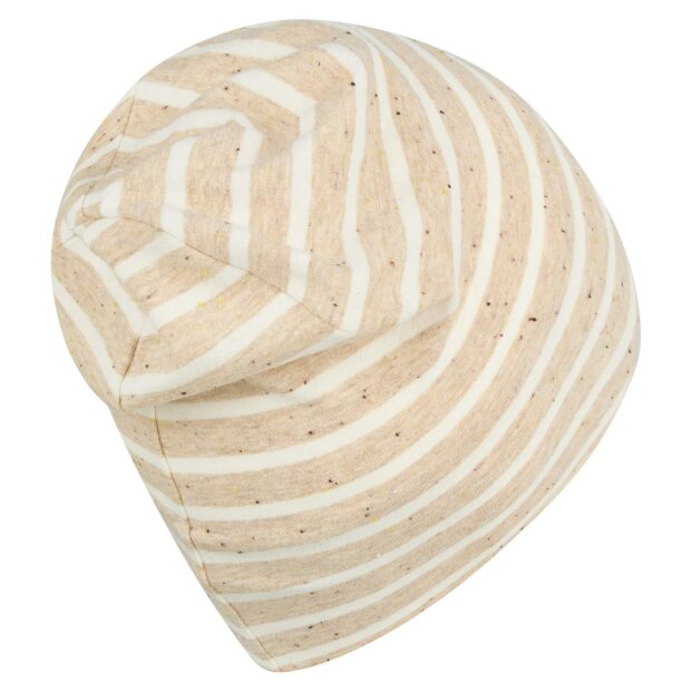 Sterntaler Melange-Beanie mit Ringeln und Punkten UV50+ - taupe