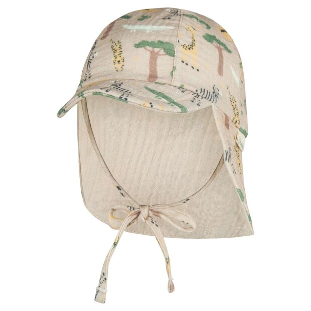 Sterntaler Bio-Musselin-Schirmmütze mit Bindeband - Safari beige