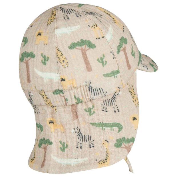 Sterntaler Bio-Musselin-Schirmmütze mit Bindeband - Safari beige