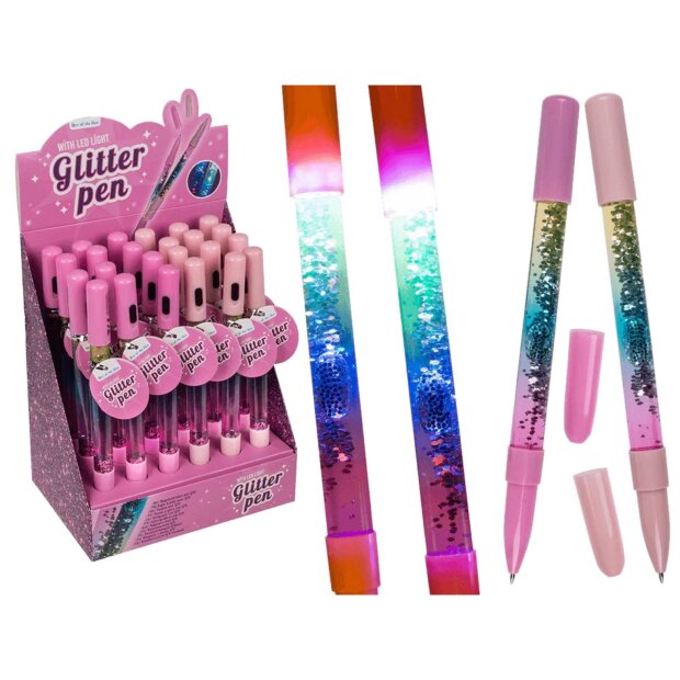 ootb Kugelschreiber Zauberstab mit Glitter & LED (inkl. Batterien) sortiert