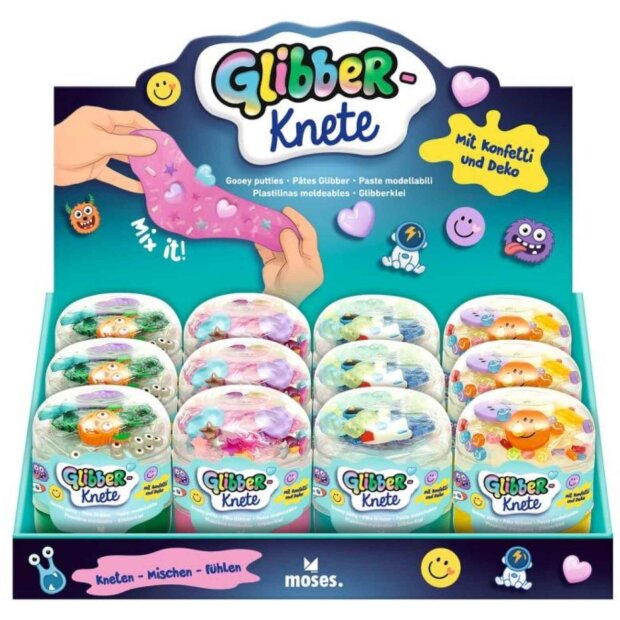 moses Glibber Knete mit Konfetti & Figuren - sortiert