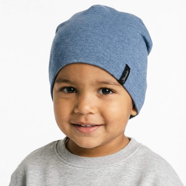 Sterntaler Mütze aus Bio-Melangejersey - tintenblau
