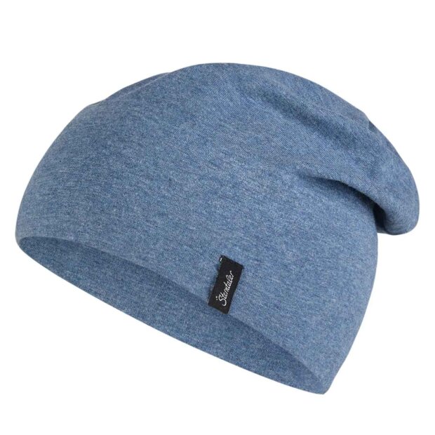 Sterntaler Mütze aus Bio-Melangejersey - tintenblau