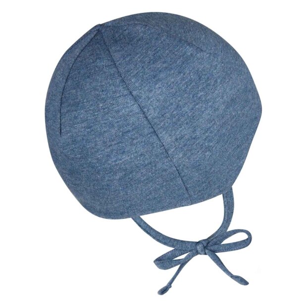 Sterntaler Beanie mit Ohrenklappen & Bindeband aus meliertem Bio-Jersey - tintenblau