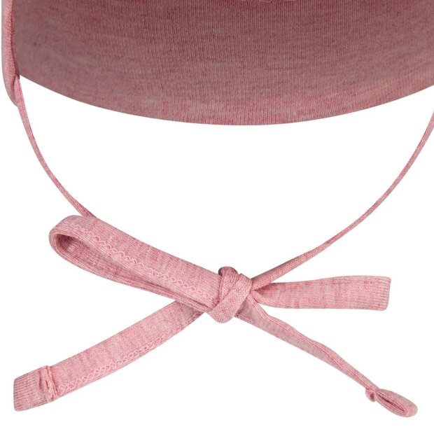 Sterntaler Beanie mit Ohrenklappen & Bindeband aus meliertem Bio-Jersey - samtrosa