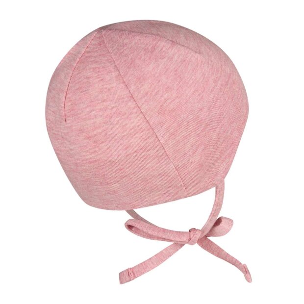 Sterntaler Beanie mit Ohrenklappen & Bindeband aus meliertem Bio-Jersey - samtrosa