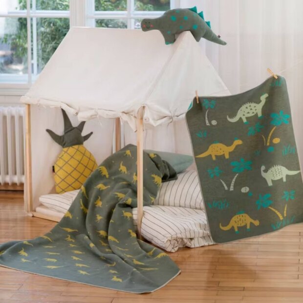 DF Babydecke - Dinos grün 70x90cm