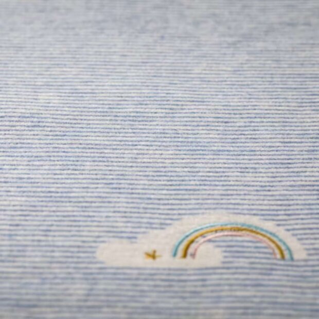 DF Babydecke - Regenbogen Ringel blau 70x90cm