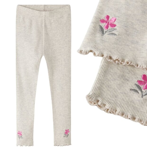name it Legging Blumen natur - peyote melange