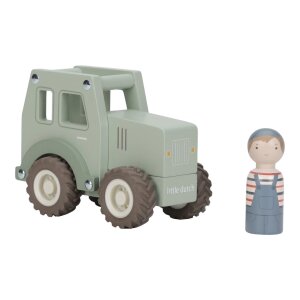 Little Dutch Holz Traktor mit Figur - Grün