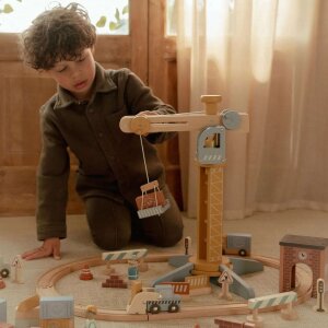 Little Dutch Holz Kran mit Zugstrecke XL
