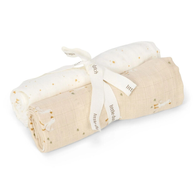 Little Dutch Swaddle 2er Beige 70x70cm - Newborn Naturals - Little Goose