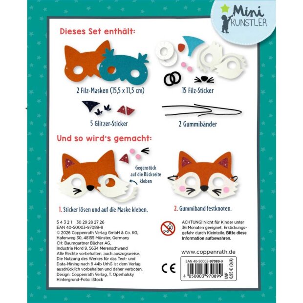 Coppenrath Mein kleines Bastelset: Filz-Masken - Fuchs / Eule