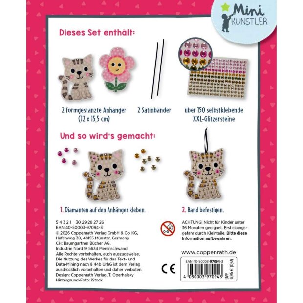 Coppenrath Mein kleines Bastelset: Diamond-Anhänger - Blume / Katze