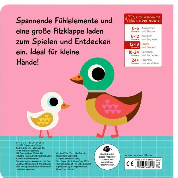Coppenrath Kinderbuch - Mein Fühlbuch: Kleine Ente (Fühlen&begreifen)