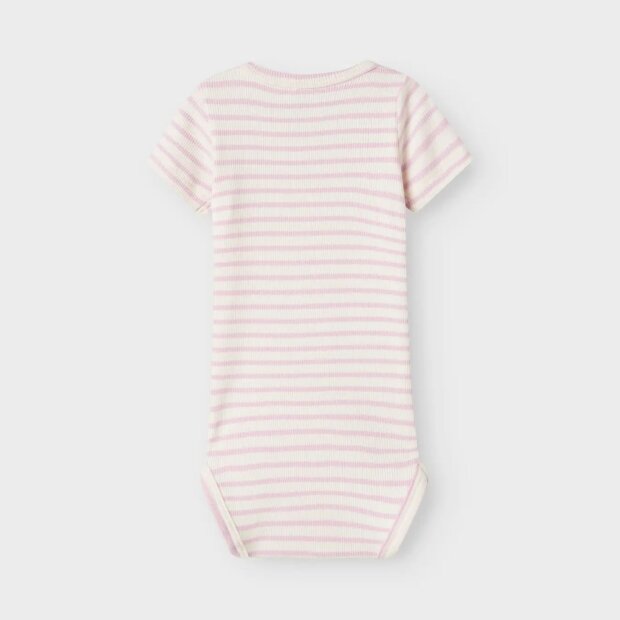 name it gerippter kurzarm Ringel Basic Body - Winsome Orchid