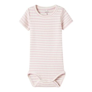 name it gerippter kurzarm Ringel Basic Body - Winsome Orchid