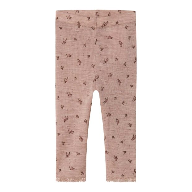 name it Baby Hose Wolle Blumen Altrosa Shadow Gray Small flowers