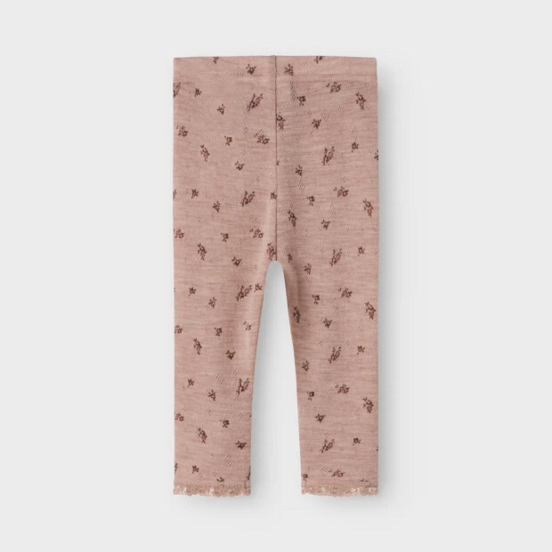 name it Baby Hose Wolle Blumen Altrosa Shadow Gray Small flowers