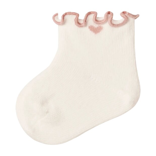 Lil Atelier Baby Söckchen Herzchen mit Rüschchen - Coconut Milk Misty Rose