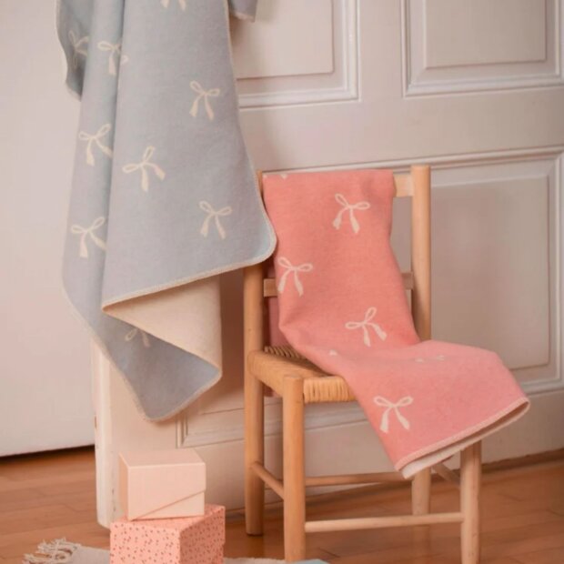 DF Babydecke - Schleifchen altrosa 70x90cm