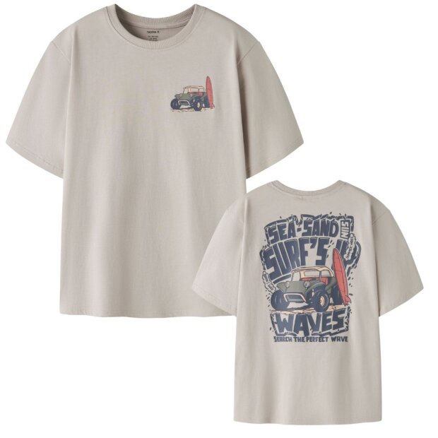 name it T-Shirt Surfer beige - chateau gray sea sand