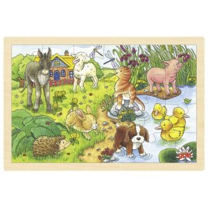 Goki Holz Einlegepuzzle Tierkinder II - 24 Teile