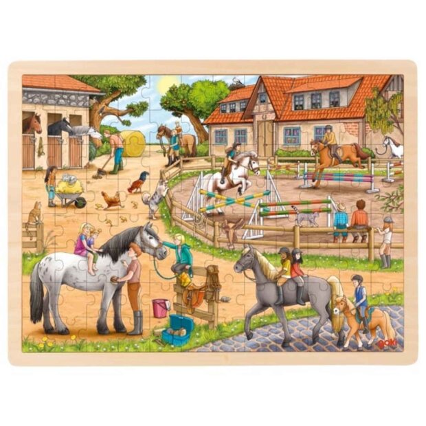 Goki Holz Einlegepuzzle Reiterhof - 96 Teile