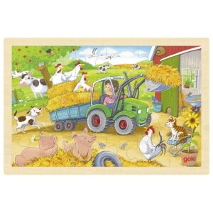 Goki Holz Einlegepuzzle Kleiner Traktor - 24 Teile
