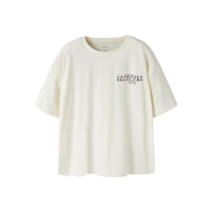 name it Kurzarm Top mit box-print antique white