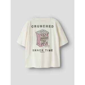 name it Kurzarm Top mit box-print antique white