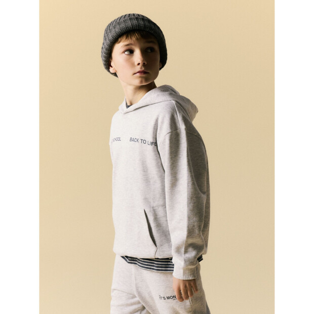 name it Sweatshirt mit langen Ärmeln in weiß mit Brustdruck Light Grey Melange