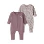 name it Schlafanzug 2er Set mit Reißverschluss lila Blüten Violet Ice